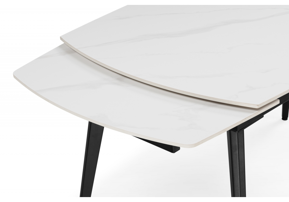 фото керамический стол раздвижной woodville aveiro 120(180)x80 белый мрамор / черный 15861 | 220svet.ru