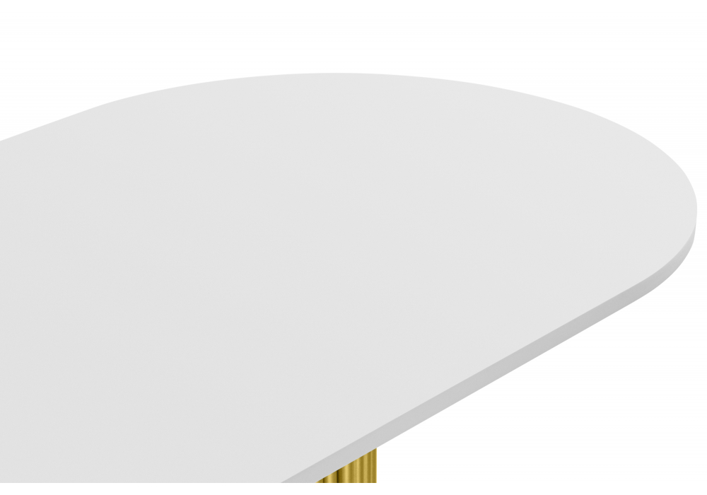 фото стол деревянный 160х90 woodville барон о белая пленка шагрень / золотые ноги 620207 | 220svet.ru