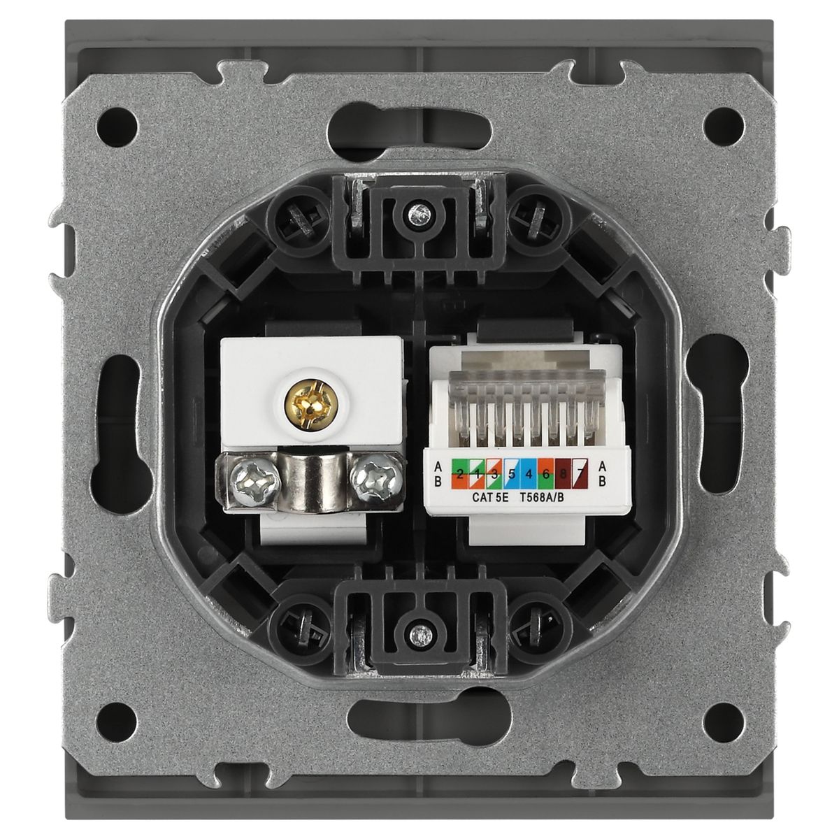 фото розетка эра arktik 16-3110-06 комбинированная rj45+tv графит б0070499 | 220svet.ru
