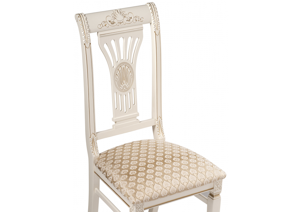 фото стул деревянный woodville roy золото патина тк. к02 бежевая / слоновая кость 671443 | 220svet.ru