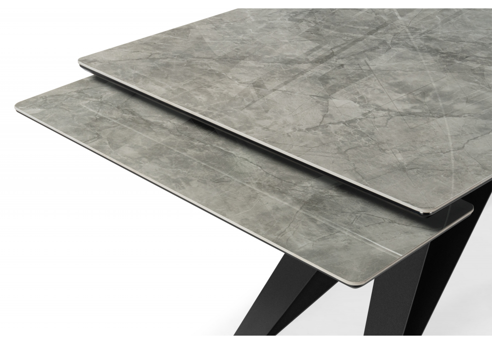 фото керамический стол раскладной 160(220)х89 woodville блэкберн серый мрамор baolai / черный 625941 | 220svet.ru