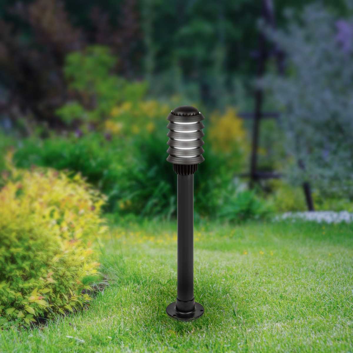 фото садово-парковый светильник эра «поллар» нту 01-60-015 напольный черный ip54 е27 max60вт h850мм б0057488 | 220svet.ru