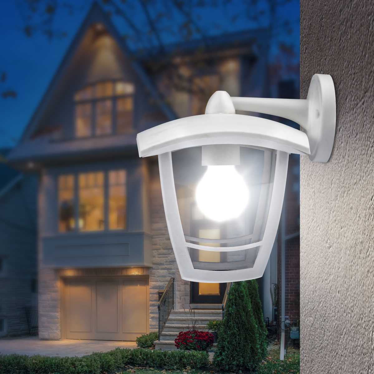 фото садово-парковый светильник эра «дели 2» нбу 07-40-002 белый 4-гранный настенный ip44 е27 max60вт б0051196 | 220svet.ru