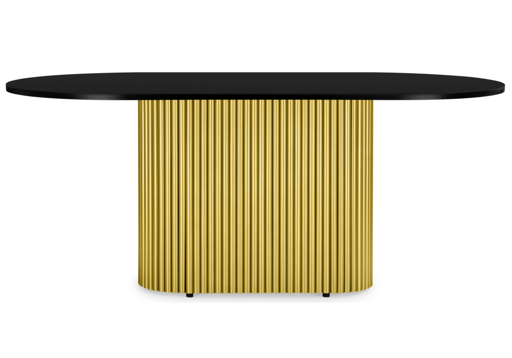 фото стол деревянный 160х90 woodville барон о черная пленка шагрень / золотые ноги 620209 | 220svet.ru