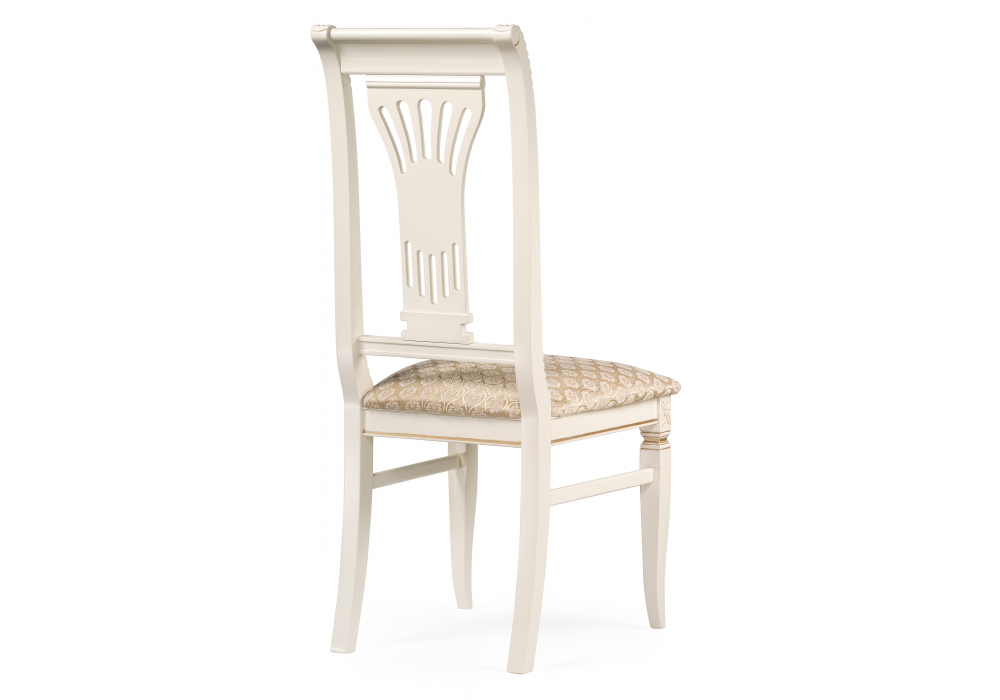 фото стул деревянный woodville roy золото патина тк. к02 бежевая / слоновая кость 671443 | 220svet.ru