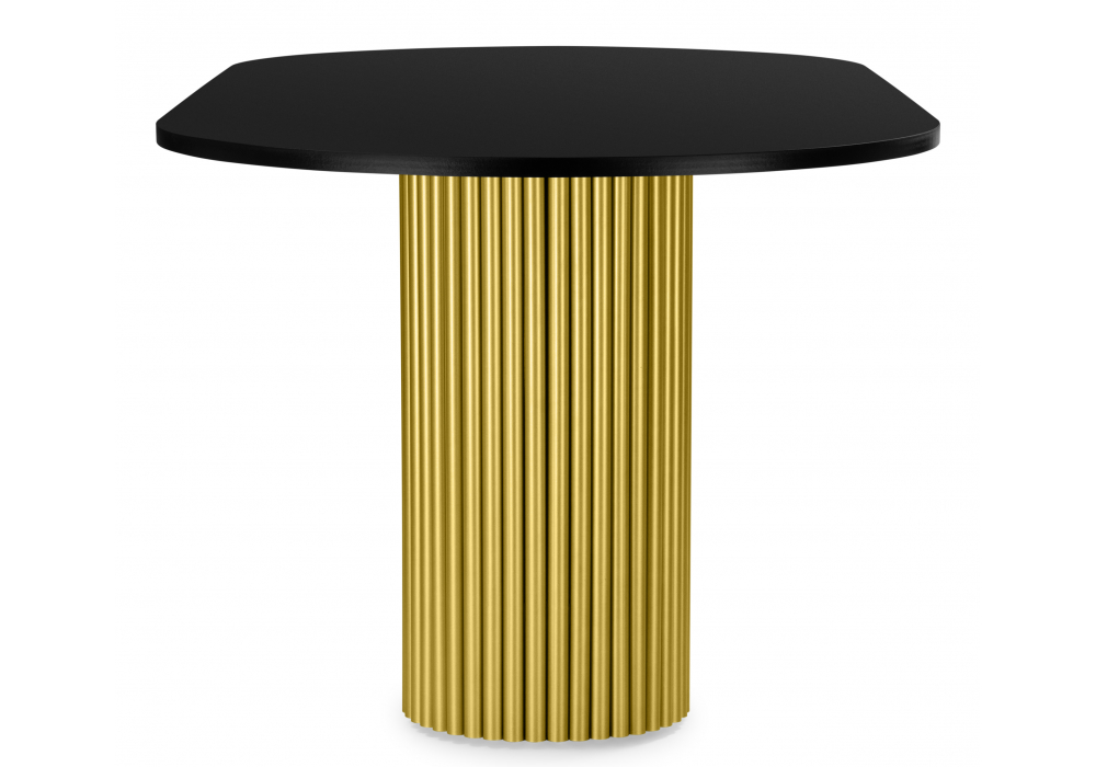 фото стол деревянный 160х90 woodville барон о черная пленка шагрень / золотые ноги 620209 | 220svet.ru