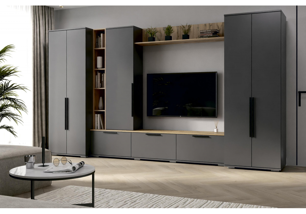 фото тв-тумба woodville филеста графит / дуб вотан 664893 | 220svet.ru