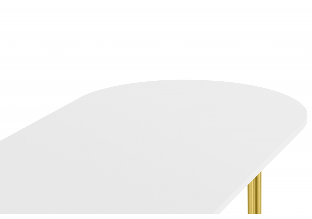 фото стол деревянный 160х90 woodville хьюго о белая шагрень пленка / золотые ноги 620408 | 220svet.ru