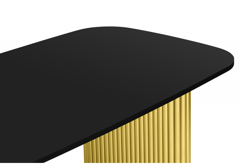 фото стол деревянный 180 х 90 woodville бавария b черная пленка шагрень / золото 620577 | 220svet.ru