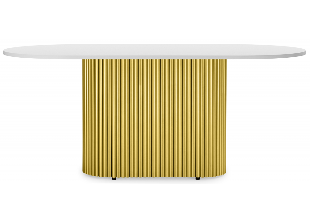 фото стол деревянный 160х90 woodville барон о белая пленка шагрень / золотые ноги 620207 | 220svet.ru