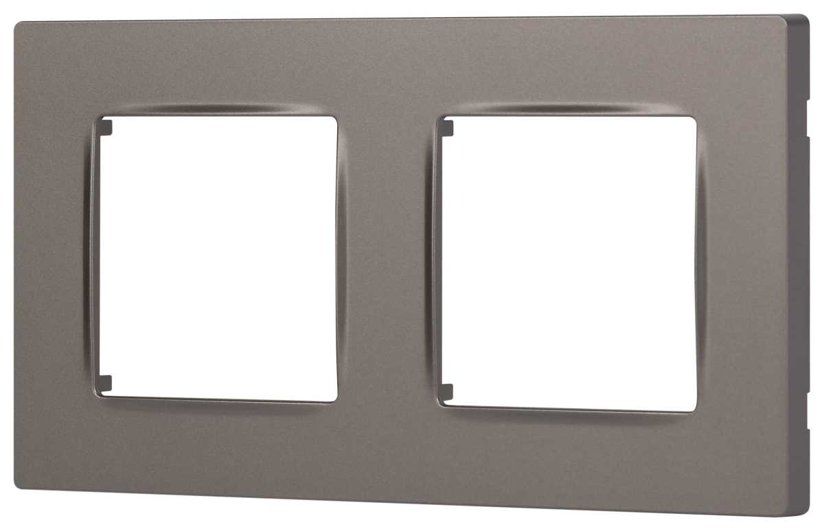 фото рамка для розеток и выключателей эра серия 12 12-5202-16 на 2 поста, классик, титан б0067733 | 220svet.ru