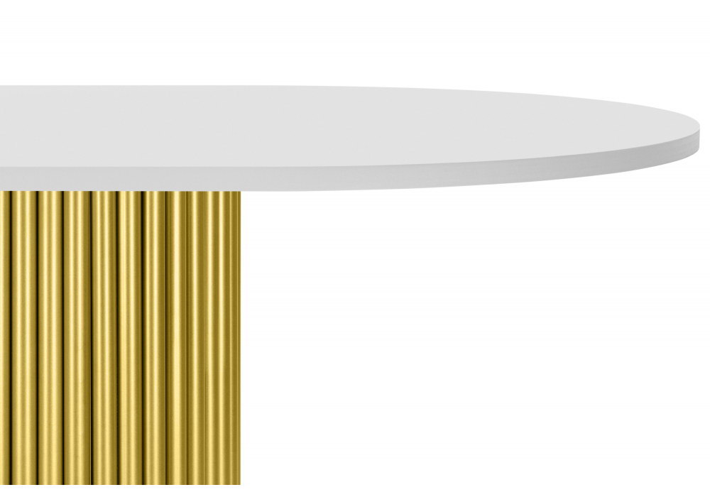 фото стол деревянный 160х90 woodville барон о белая пленка шагрень / золотые ноги 620207 | 220svet.ru