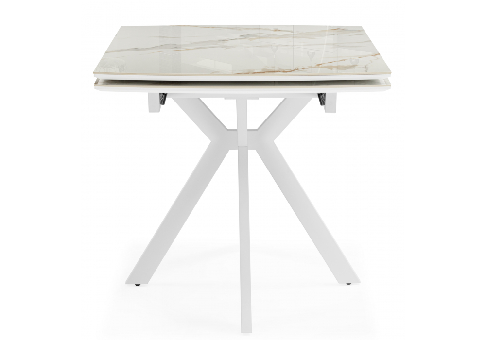 фото керамический стол раздвижной 120(180)x80 woodville катчел-2 calacatta gold / белый 632671 | 220svet.ru