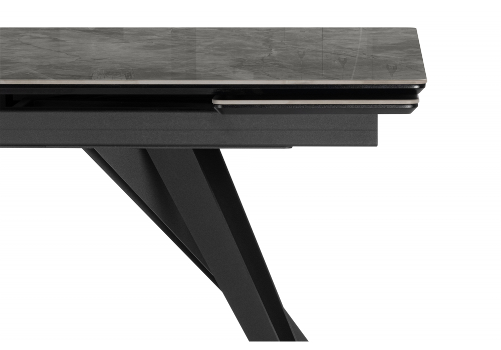 фото керамический стол раскладной 160(220)х89 woodville дарвин серый мрамор baolai / черный 625985 | 220svet.ru