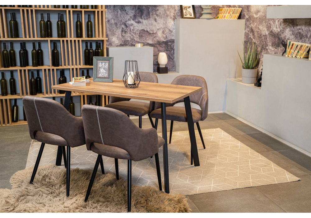 фото стол деревянный woodville тринити лофт 120x80x75 25 мм дуб вотан / черный матовый 539242 | 220svet.ru