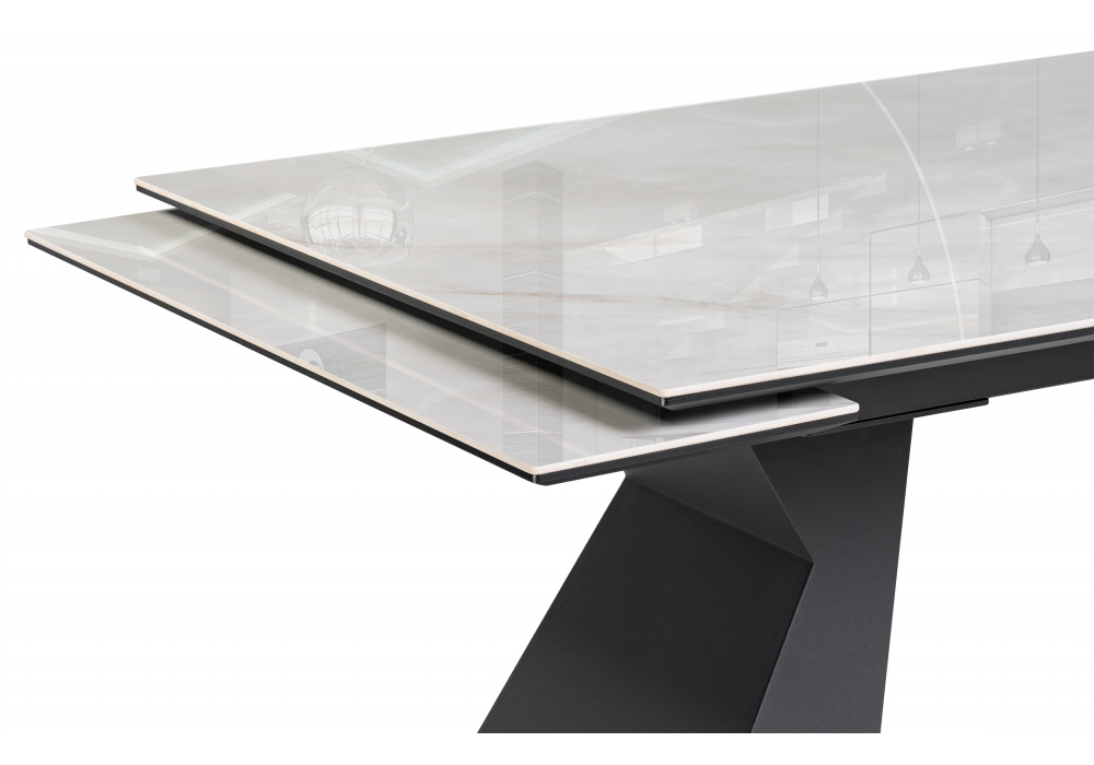фото керамический стол раскладной woodville денхольм 240(290)х100х75 rystal onyx bianco / черный 588037 | 220svet.ru