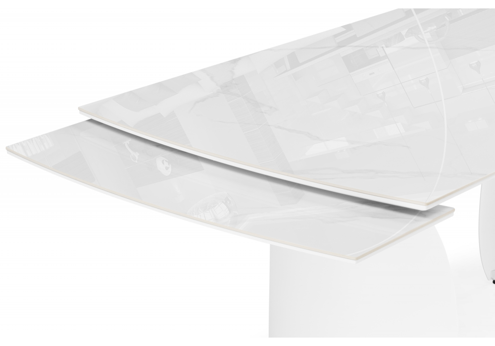 фото керамический стол раскладной 180(240)x90 woodville готланд statuario titan gloss / белый 621515 | 220svet.ru