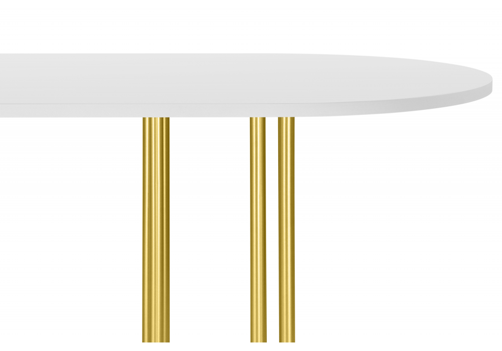 фото стол деревянный 200х90 woodville хьюго о белая шагрень пленка / золотые ноги 620424 | 220svet.ru