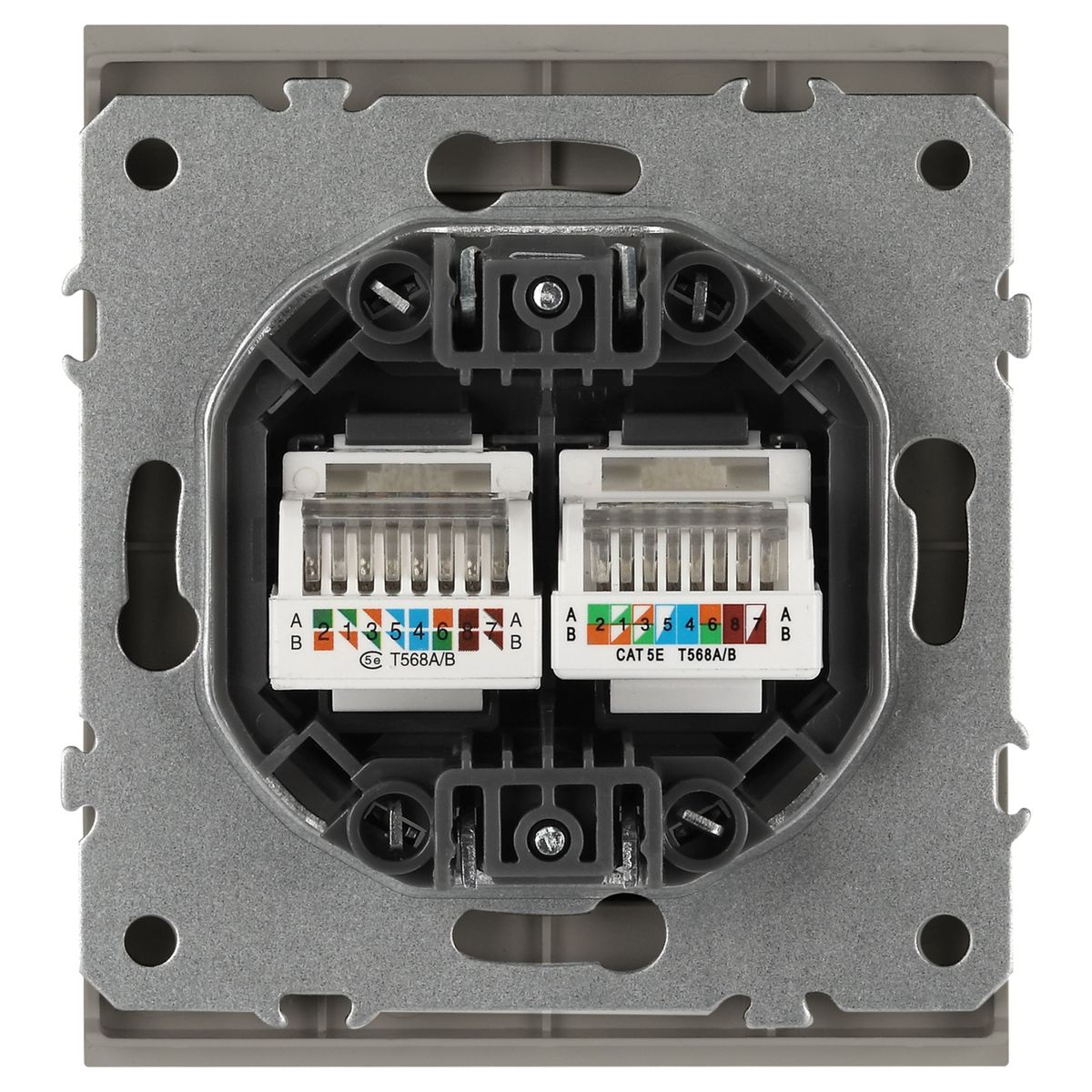 фото розетка эра arktik 16-3108-07 информационная двойная 2xrj45 титан б0070490 | 220svet.ru