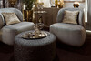 Миниатюра фото пуф круглый  жаккард синий garda decor murano-80-3k-принтсиний-ana sin | 220svet.ru